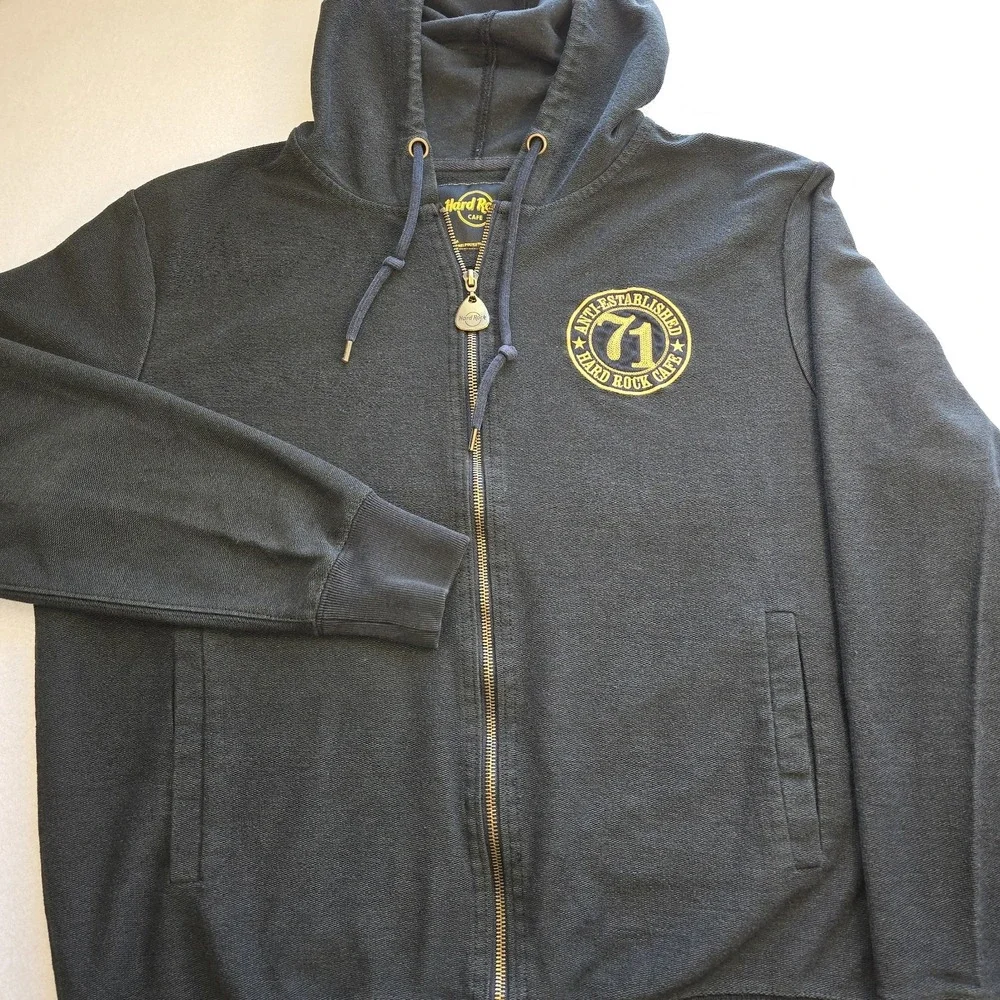 Hard Rock Cafe NY Hoodie Skull Winged Distressed Zip Sweatshirt Y2K Grunge XL...